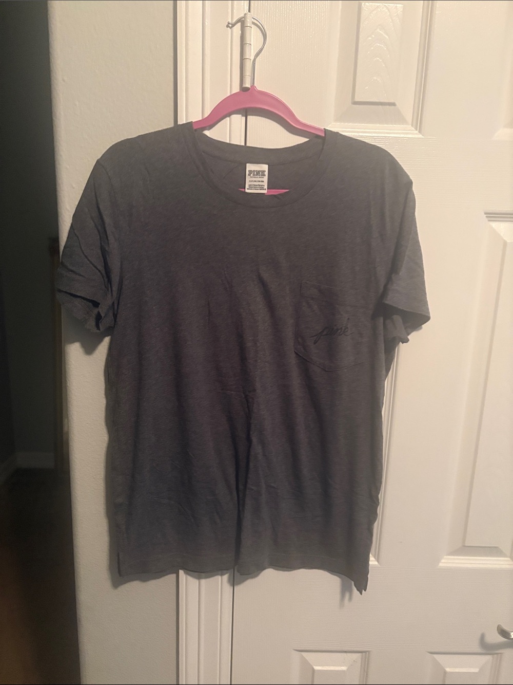 PINK Victoria's Secret Dark Gray Pocket Tee